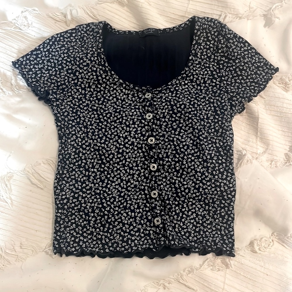John Galt Navy Floral Zelly T-Shirt - Women's One Size